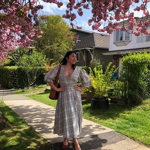 OAK AND FORT: plaid cottage core dress